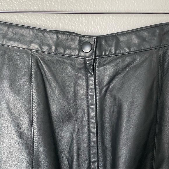 Vintage Dana Brook 100% Leather Black Midi Skirt Knee Length Size 10 - Picture 7 of 8